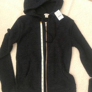 JCrew Navy Hooded Boucle Sweater zip up
